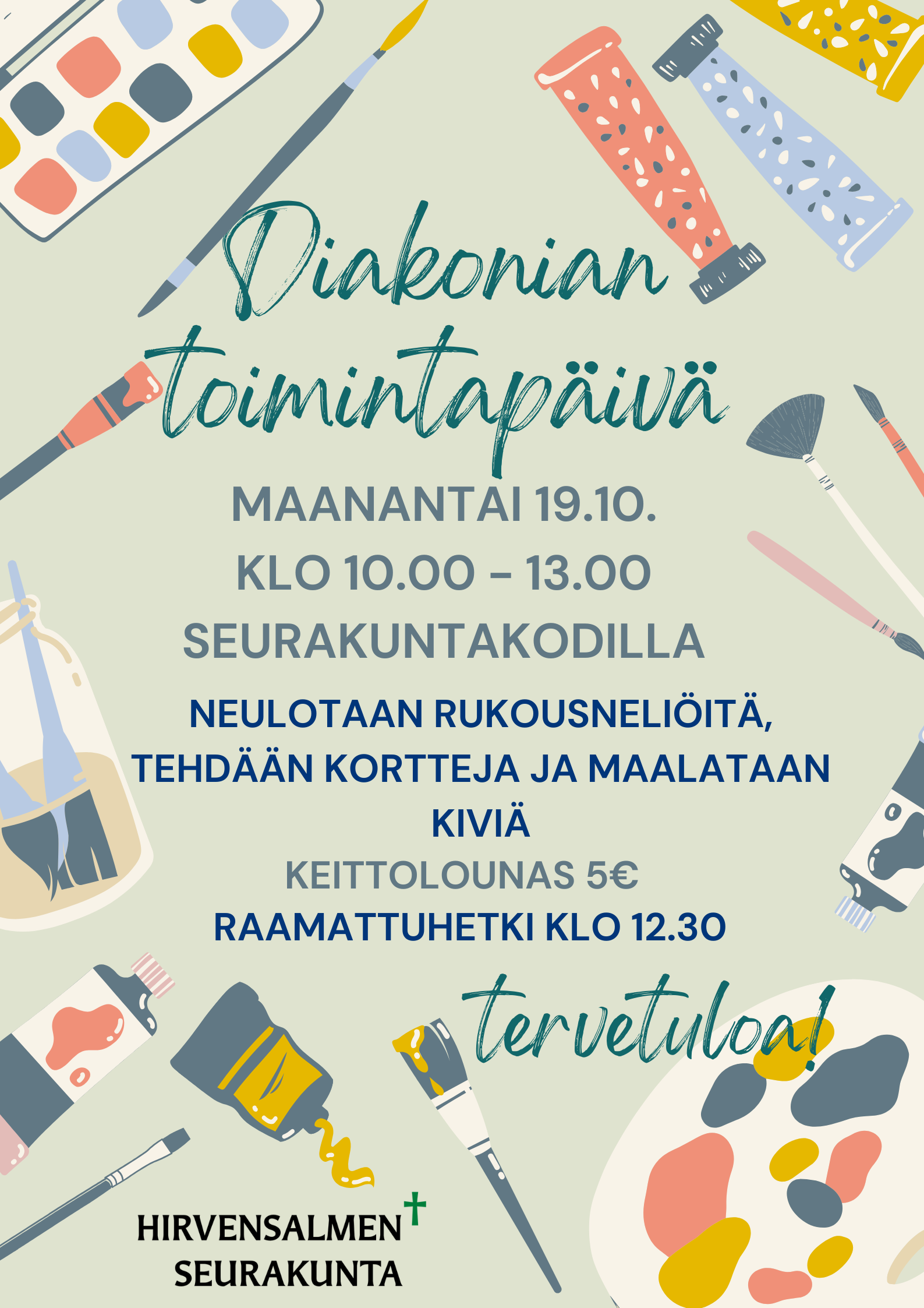 Diakonian toimintapäivästä mainoskuva samoilla teksteillä